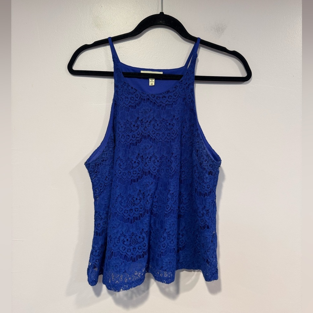 Blue boutique lace‎ tank top